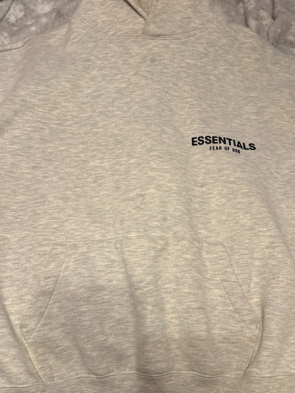 Essentials Light Heather Gray Pullover Hoodie with Chest Logo
